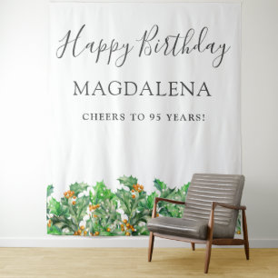 95th Birthday Holly December Birth Flower Backdrop