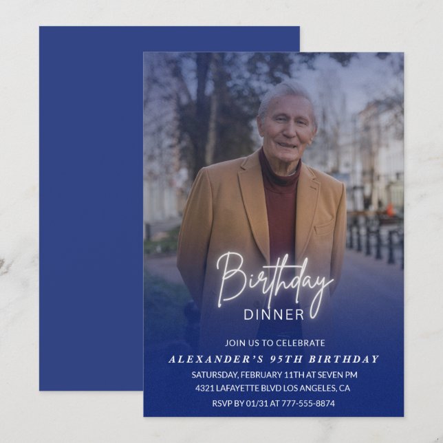 95th birthday invitation Birthday Dinner Photo Men (Front/Back)