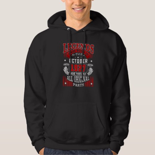 95th Birthday Legends Born In October 1927 95 Year Hoodie
