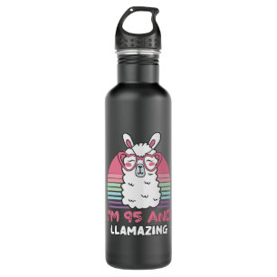 95th Birthday Llamazing Llama 95 Year Old Birthday Stainless Steel Water Bottle