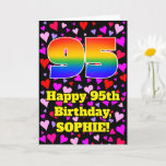 [ Thumbnail: 95th Birthday: Loving Hearts Pattern, Rainbow # 95 Card ]