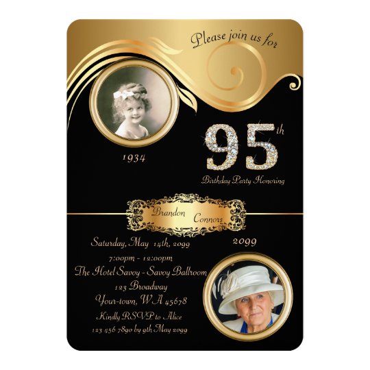 95th,Birthday Man 95th,elegant art deco,purple Invitation | Zazzle.com