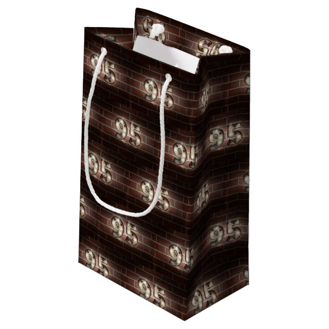 95th birthday-marque lights on brick small gift bag (Back Angled)
