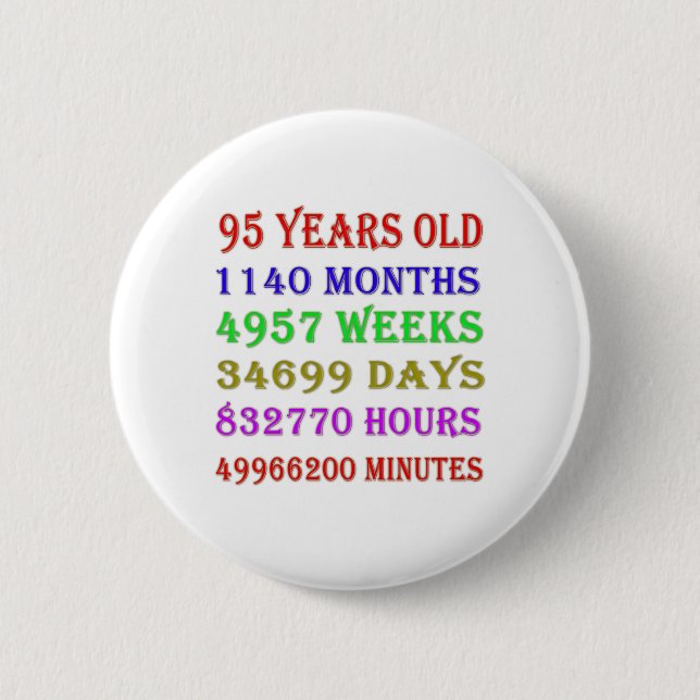 95th Birthday Milestones Button (Front)