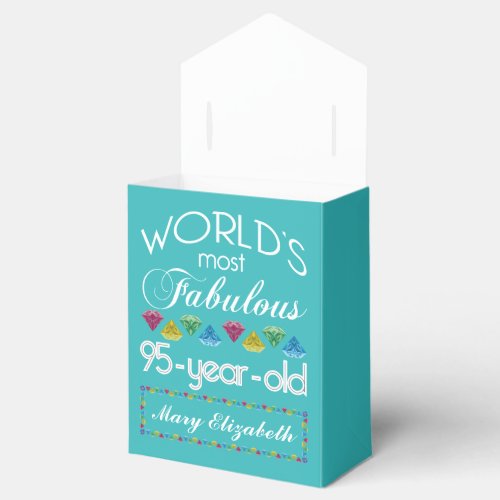 95th Birthday Most Fabulous Colorful Gem Turquoise Favor Boxes