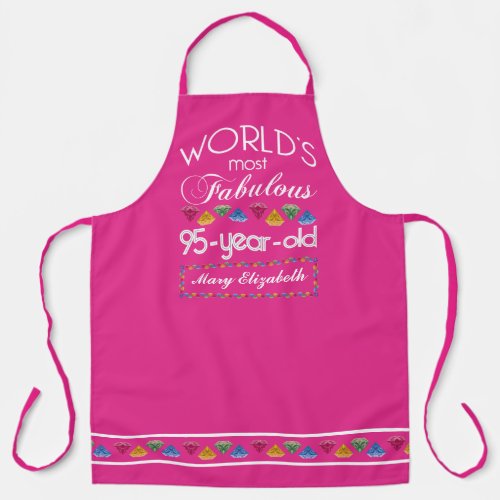 95th Birthday Most Fabulous Colorful Gems Pink Apron