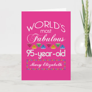 95th Birthday Most Fabulous Colorful Gems Pink Card