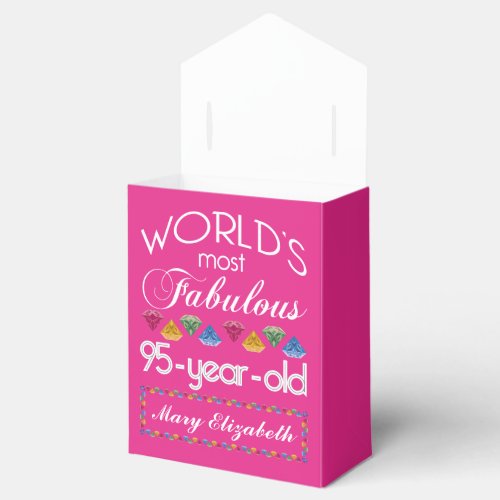 95th Birthday Most Fabulous Colorful Gems Pink Favor Boxes