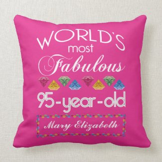 95th Birthday Most Fabulous Colorful Gems Pink Throw Pillow
