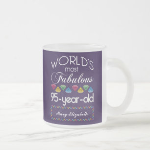 95th Birthday Most Fabulous Colorful Gems Purple Frosted Glass Coffee Mug