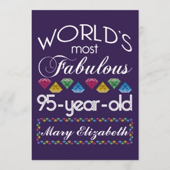 95th Birthday Most Fabulous Colorful Gems Purple Invitation by BCMonogramMe at Zazzle
