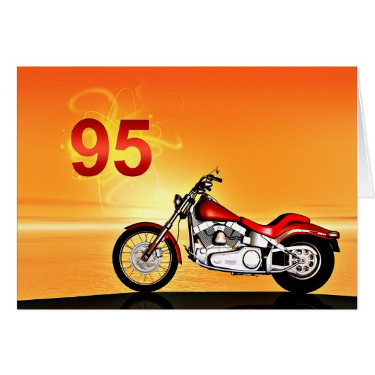 95th birthday Motorcycle sunset Cards (Front Horizontal)