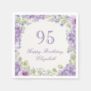 95th Birthday Napkins Elegant Purple Floral
