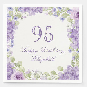 95th Birthday Napkins Elegant Purple Floral