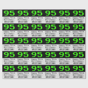 95th Birthday - Nerdy / Geeky Style "95" and Name Wrapping Paper