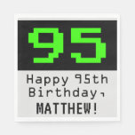 [ Thumbnail: 95th Birthday - Nerdy / Geeky Style "95" & Name Napkins ]