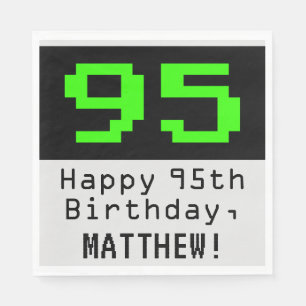 95th Birthday - Nerdy / Geeky Style "95" & Name Napkins