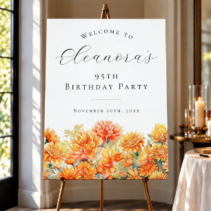 95th Birthday November Birth Month Flower Welcome Foam Board