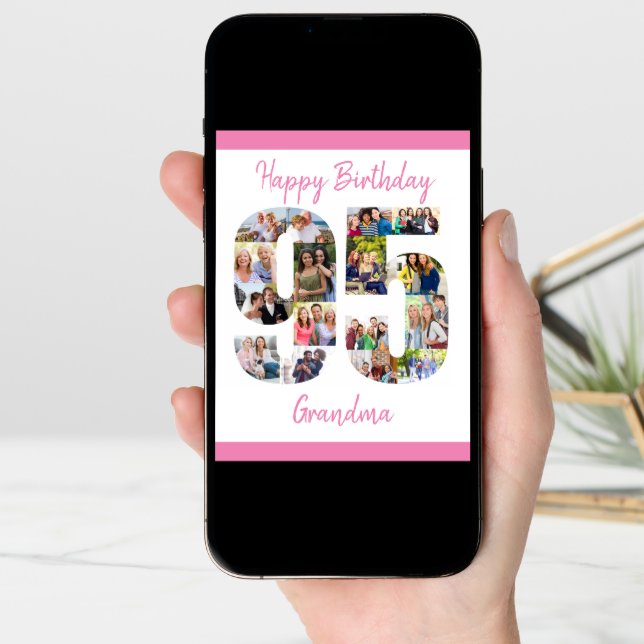 95th Birthday Number 95 Photo Collage Big Custom Card (Front Digital)