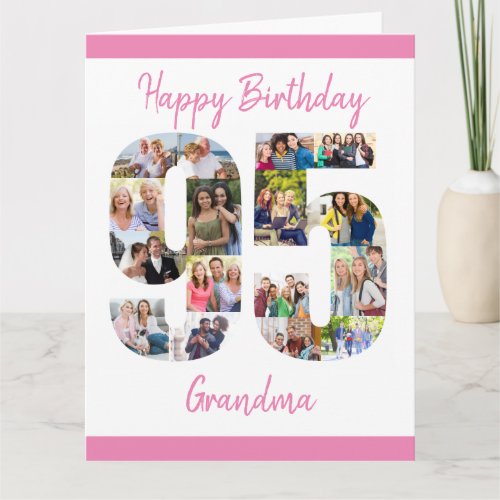 95th Birthday Number 95 Photo Collage Big Custom Card