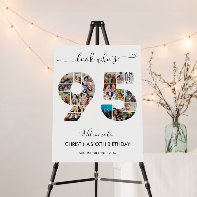 95th Birthday Number 95 Photo Collage Welcome Foam Board (In Situ (Stand))