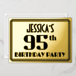 [ Thumbnail: 95th Birthday Party: Art Deco Look “95” and Name Invitation ]