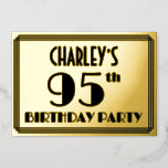 [ Thumbnail: 95th Birthday Party — Art Deco Look “95” + Name Invitation ]