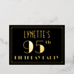 [ Thumbnail: 95th Birthday Party: Art Deco Look “95”, W/ Name Invitation ]