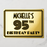 [ Thumbnail: 95th Birthday Party — Art Deco Style “95” & Name Invitation ]