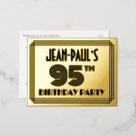 [ Thumbnail: 95th Birthday Party ~ Art Deco Style “95” + Name Postcard ]