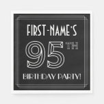 [ Thumbnail: 95th Birthday Party: Art Deco Style + Custom Name Napkins ]