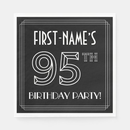 95th Birthday Party Art Deco Style  Custom Name Napkins
