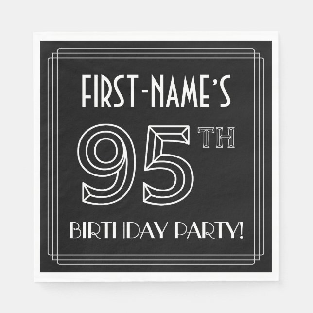 95th Birthday Party: Art Deco Style + Custom Name Napkins (Front)