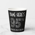[ Thumbnail: 95th Birthday Party: Art Deco Style + Custom Name Paper Cups ]