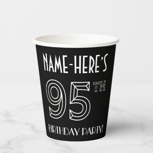 95th Birthday Party Art Deco Style  Custom Name Paper Cups