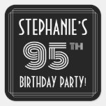 [ Thumbnail: 95th Birthday Party: Art Deco Style & Custom Name Sticker ]