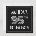 [ Thumbnail: 95th Birthday Party: Art Deco Style W/ Custom Name Invitation ]