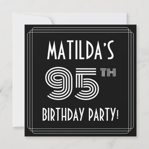 95th Birthday Party Art Deco Style w Custom Name Invitation