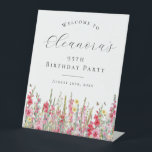 95th Birthday Party August Birth Flower Welcome Pedestal Sign<br><div class="desc">Elegant summer watercolor pink gladiolus flowers create a beautiful floral border at the bottom of this birthday party welcome tabletop pedestal sign. Gladiolus flowers are the July birth flower that signify strength and love. A trendy font combination gives it a modern aesthetic. All of the text is editable.</div>