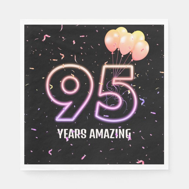 95th Birthday Party Balloons and Confetti Napkins (Front)