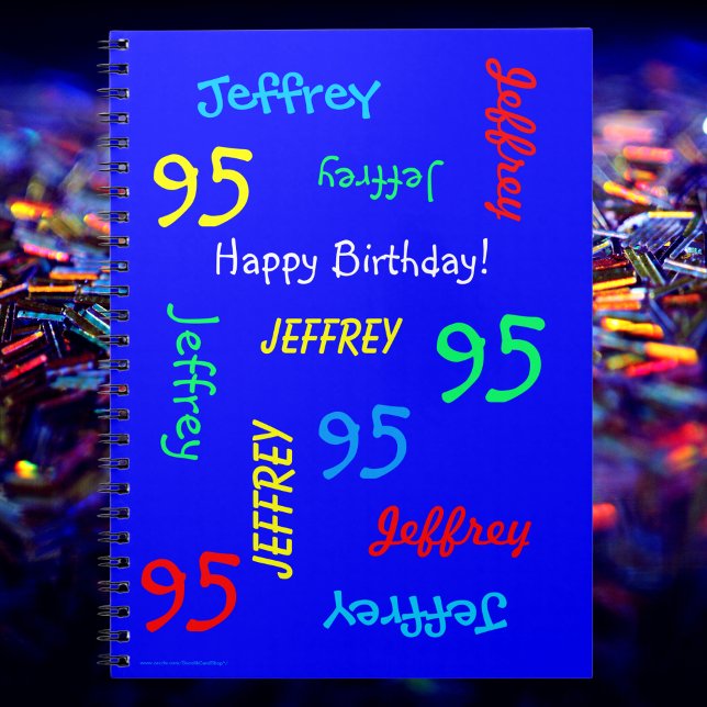 95th Birthday Party Blue Guest Book, Name, Spiral Notebook (Creator Uploaded)