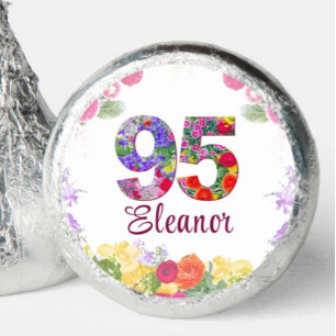 95th Birthday Party Chocolates Floral Pink Hershey®'s Kisses®