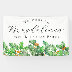 95th Birthday Party December Birth Flower Welcome Banner