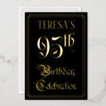 [ Thumbnail: 95th Birthday Party — Fancy Script & Custom Name Invitation ]