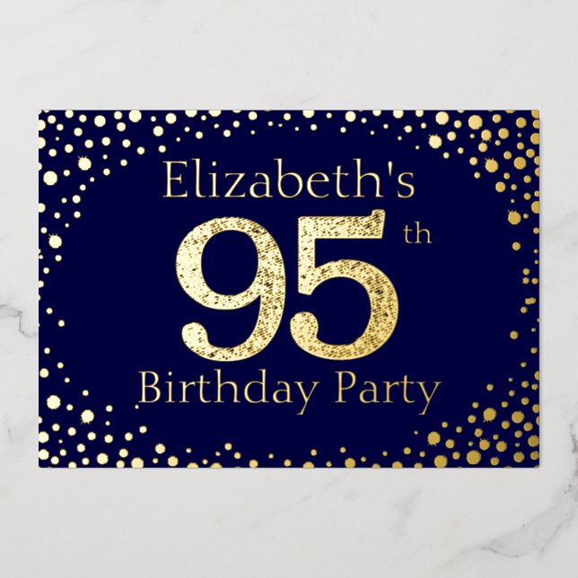 95th Birthday Party Foil Invitation (Front)