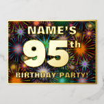 [ Thumbnail: 95th Birthday Party — Fun, Colorful Fireworks Look Invitation ]