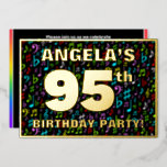 [ Thumbnail: 95th Birthday Party — Fun, Colorful Music Symbols Invitation ]