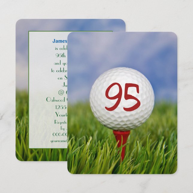 95th Birthday Party Golf theme Invitation (Front/Back)