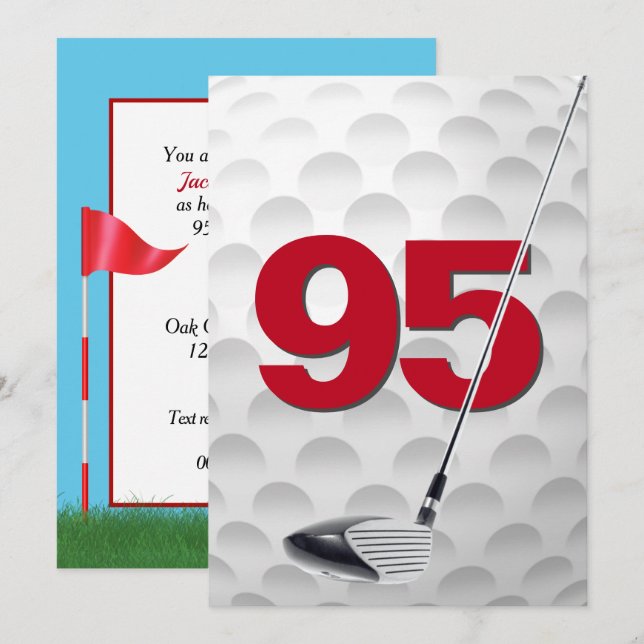 95th Birthday Party Golf Theme Invitation (Front/Back)