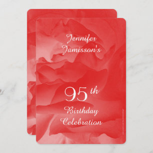 95th Birthday Party Invitation, Coral Pink Rose Invitation